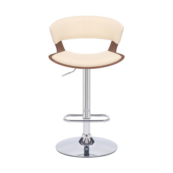 Bar Stool with Curved Leatherette Back and Swivel Mechanism - 20 L X 21 W X 43 H Inches