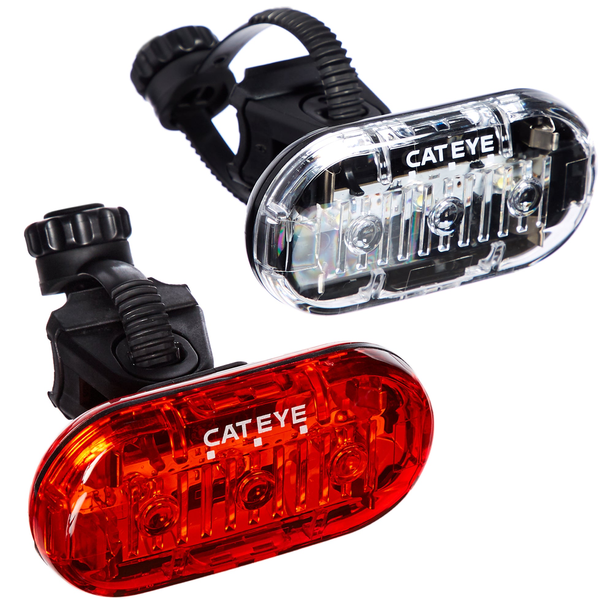 CAT EYE - Omni 3 LED Safety Bike Lights with Mounts， Rear and Front Set