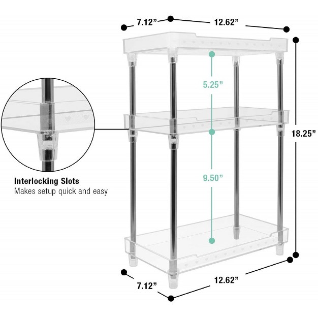 Sorbus 3 tier Clear Acrylic Organizer Shelf Stand Perfect Display For Cosmetics Toiletries Counter Vanity Desk Under Sink Organization