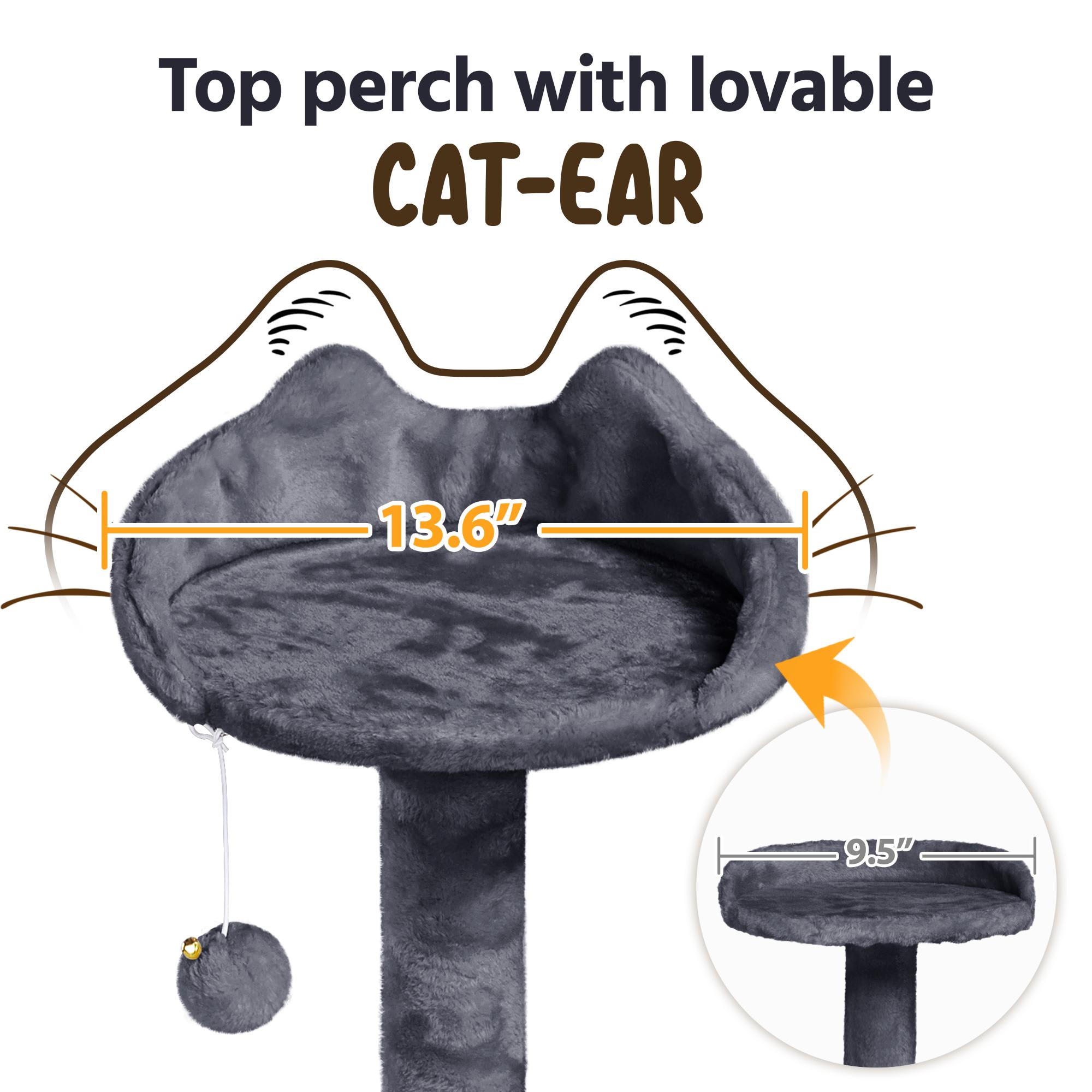 Topeakmart Dark Gray Plush Cat Tree with 2 Condos， 70