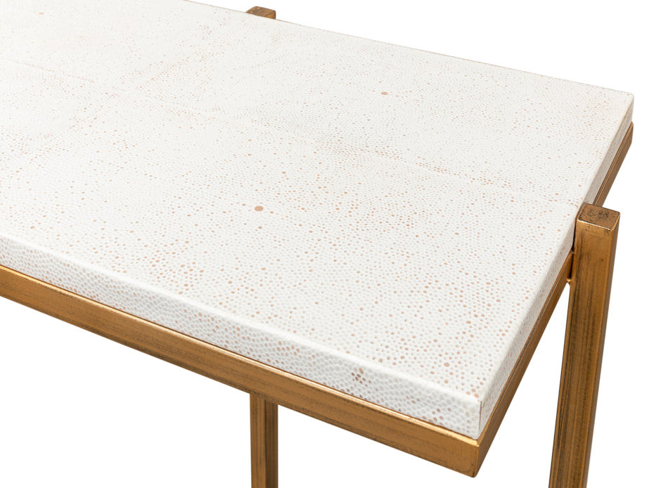 Shagreen Console Table Osprey White Leather   Contemporary   Console Tables   by Sideboards and Things  Houzz