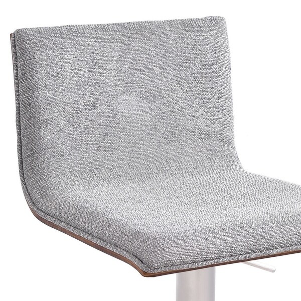 Adjustable Grey Fabric Walnut and Stainless Swivel Bar Stool - 41