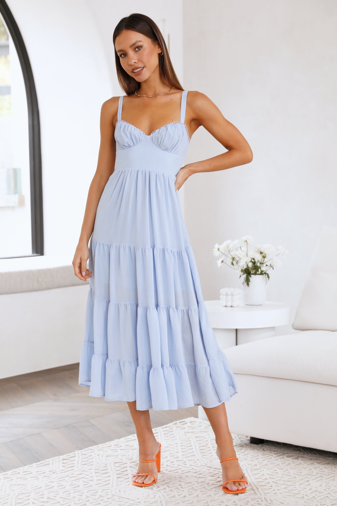 Freshly Brewed Midi Dress Blue