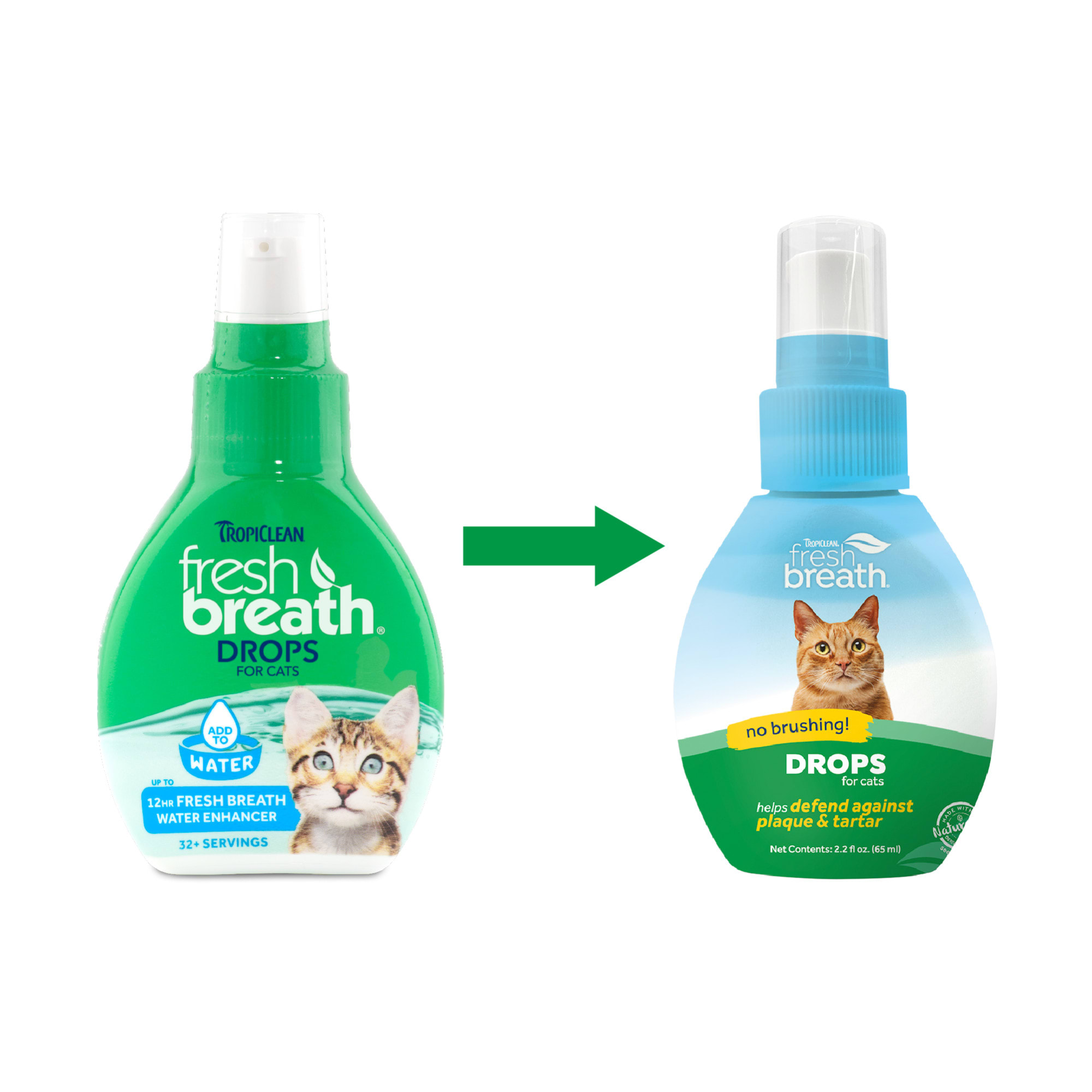 TropiClean Fresh Breath Oral Care Drops for Cats， 2.2 fl. oz.