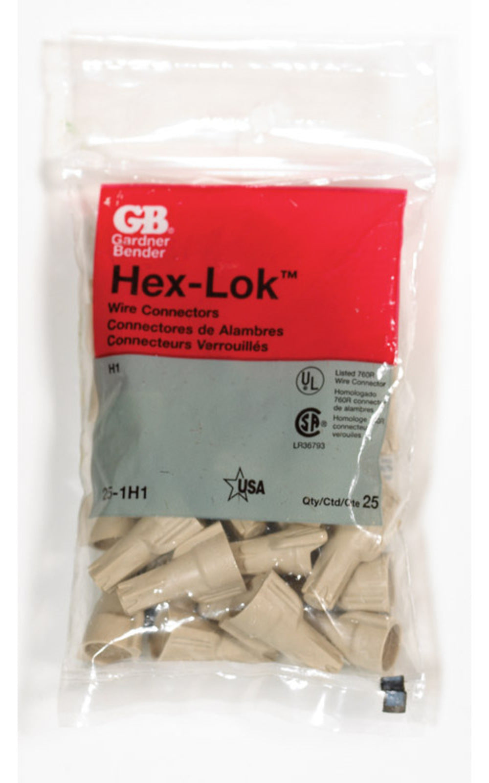 HEX LOCK WIRE CONN BG/25