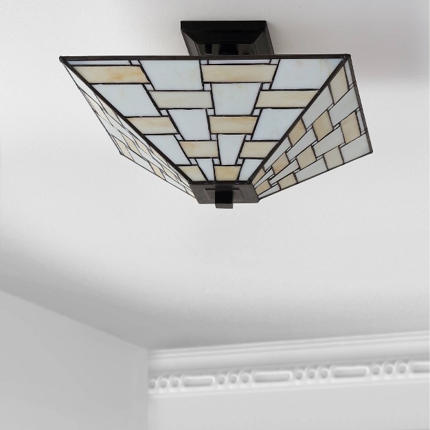 Glass metal Jason  Style Semi Flush Mount includes Energy Efficient Light Bulb White Jonathan Y