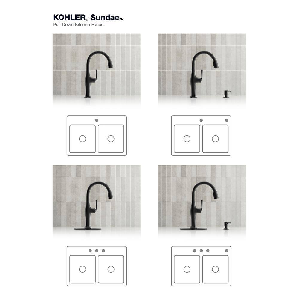 KOHLER Sundae Single-Handle Pull Down Sprayer Kitchen Faucet in Matte Black K-R29475-SD-BL