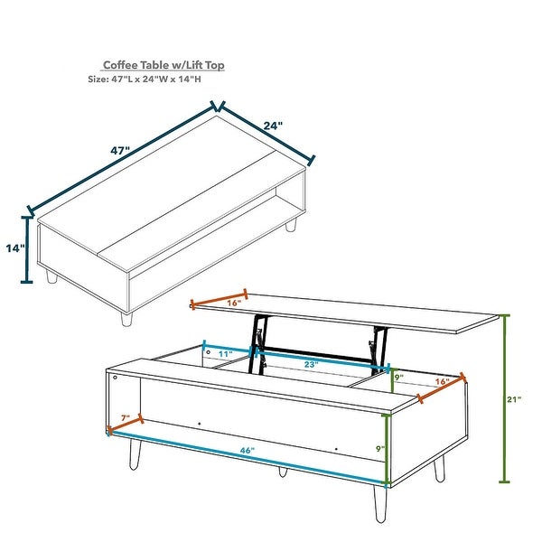 Walnut Solid Wood Lift Top Coffee Table with Storage|Walnut