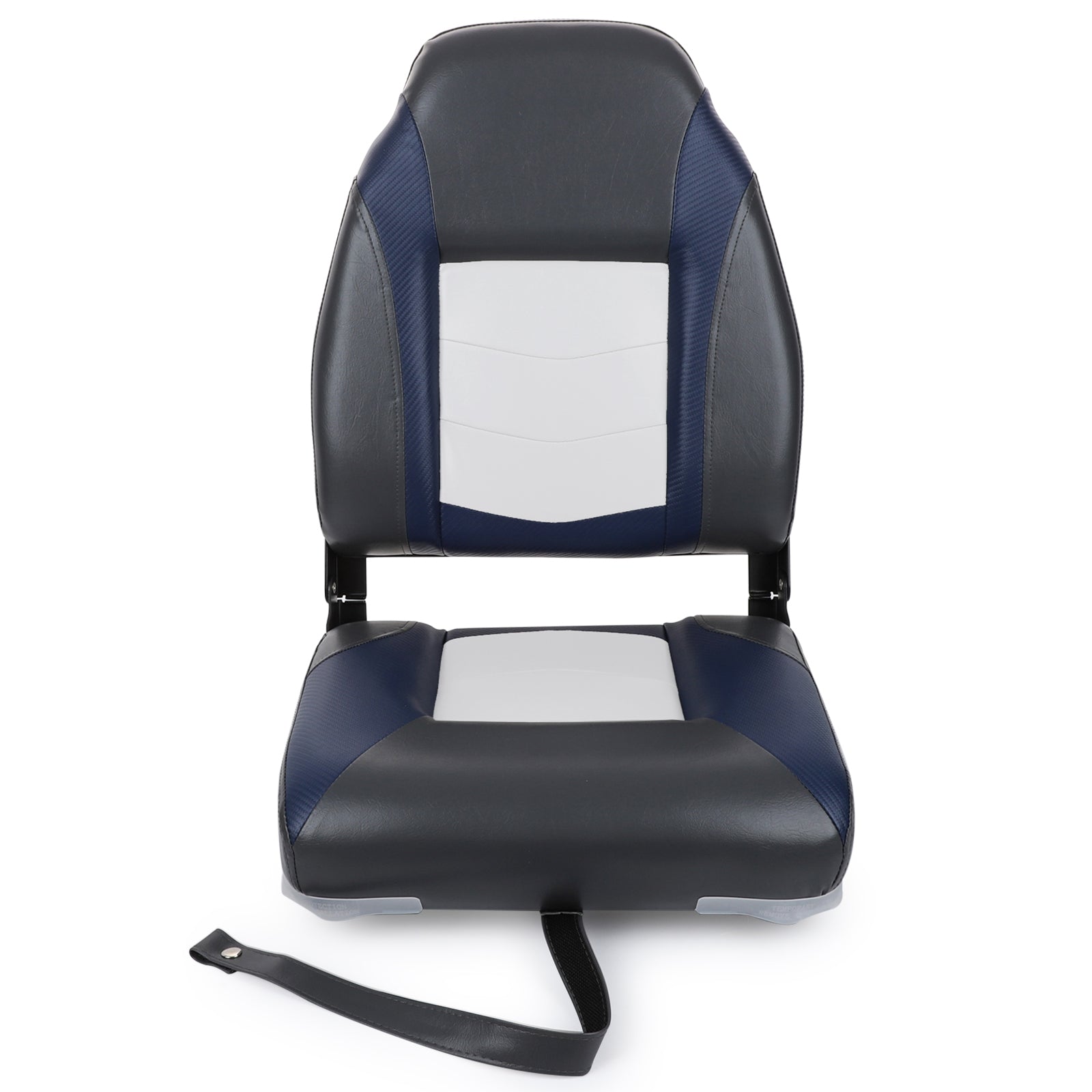 NORTHCAPTAIN S1 Deluxe High Back Folding Boat Seat，Stainless Steel Screws Included，White/Charcoal/Navy Blue（2 Seats）