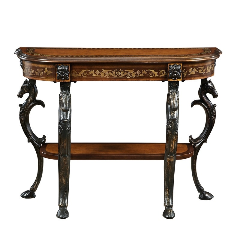 Linon Montpellier Floral Demilune Console Table