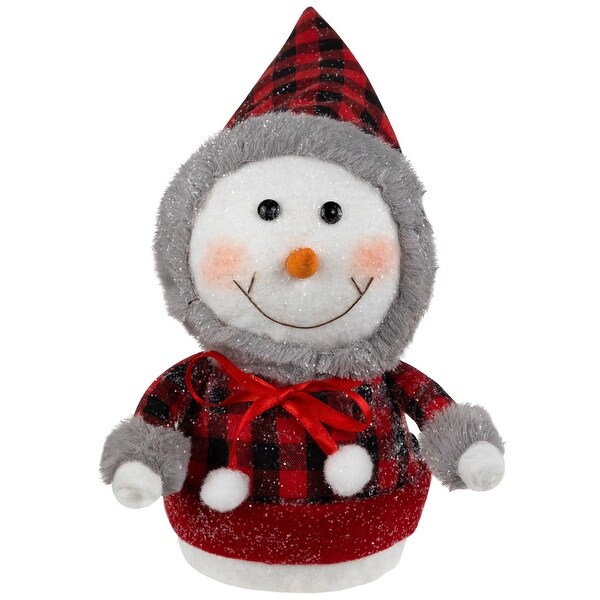 Jolly Baby Snowman with Plaid Coat Christmas Figurine