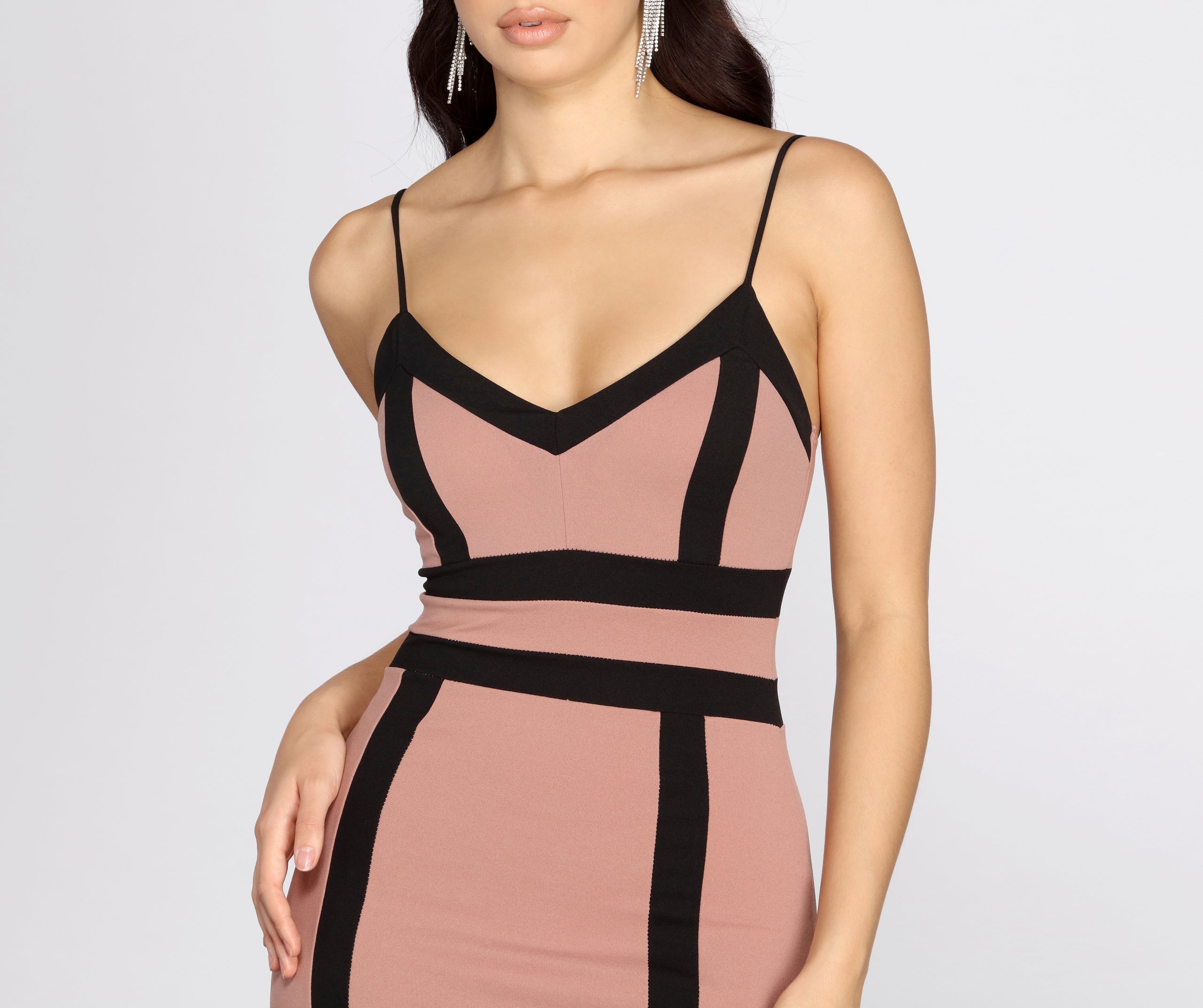 Color Block Crepe Mini Dress