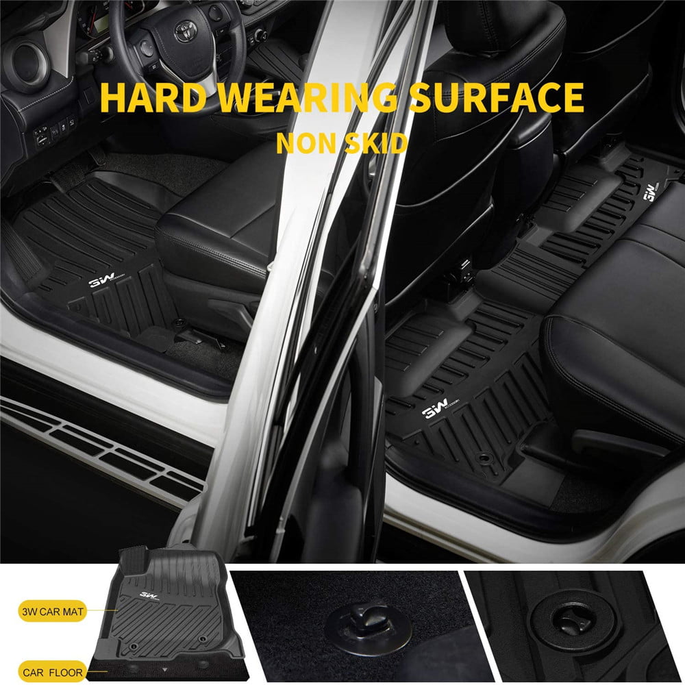 3W Floor MatsandCargo Liner for Nissan Rogue (2014-2019)(NOT for Nissan Rouge Sports) - Full Set All Weather Custom Fit Car Mats with Trunk Mat， Black