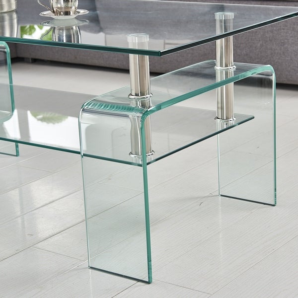 Shelene Clear Glass Coffee Table - 39.4 x 21.7 x 18.9 inch