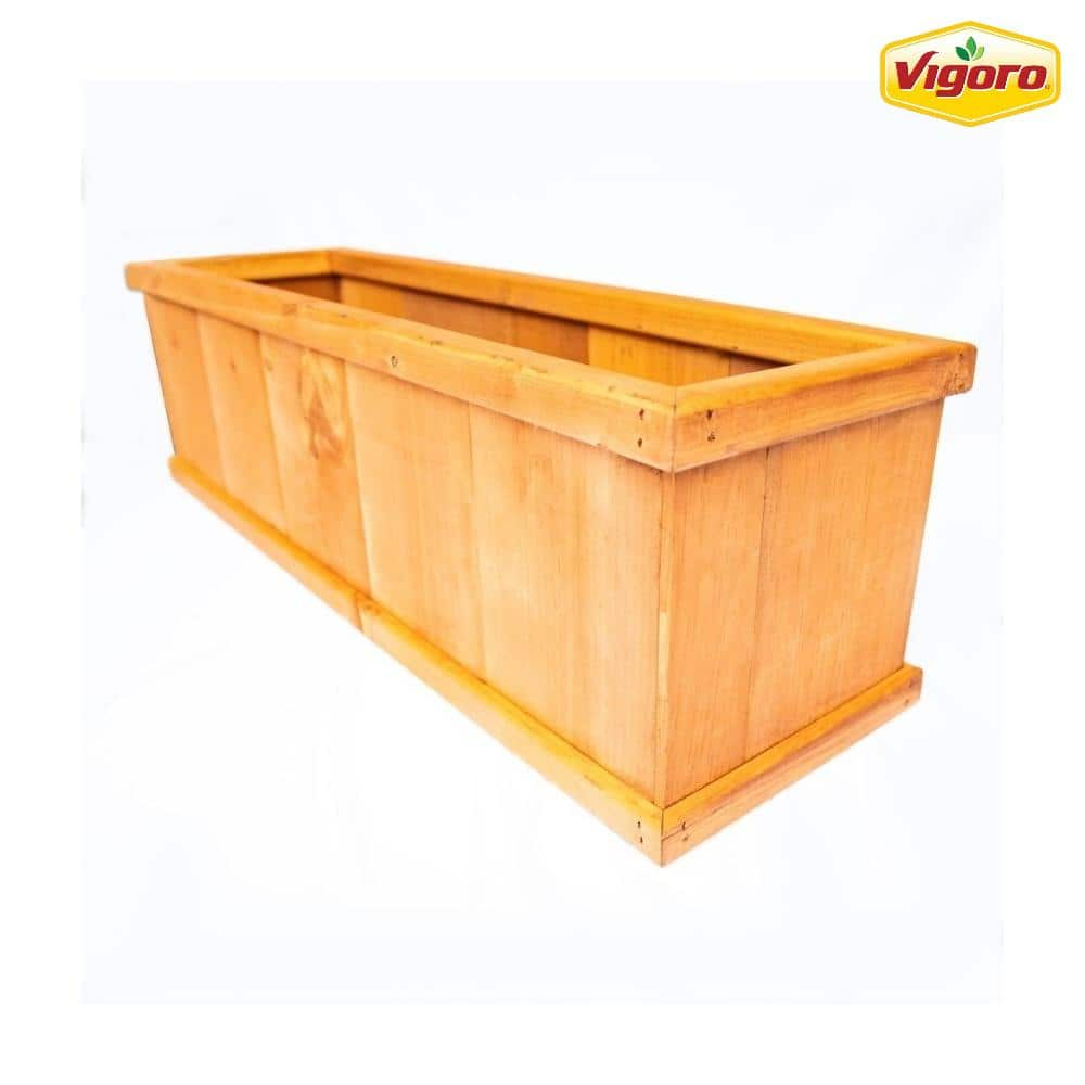 Vigoro 39.5 in. Brooklin Stained Brown Wood Planter Box (39.5 in. L x 11.5 in. W x 11.5 in. H) PCWP-9880