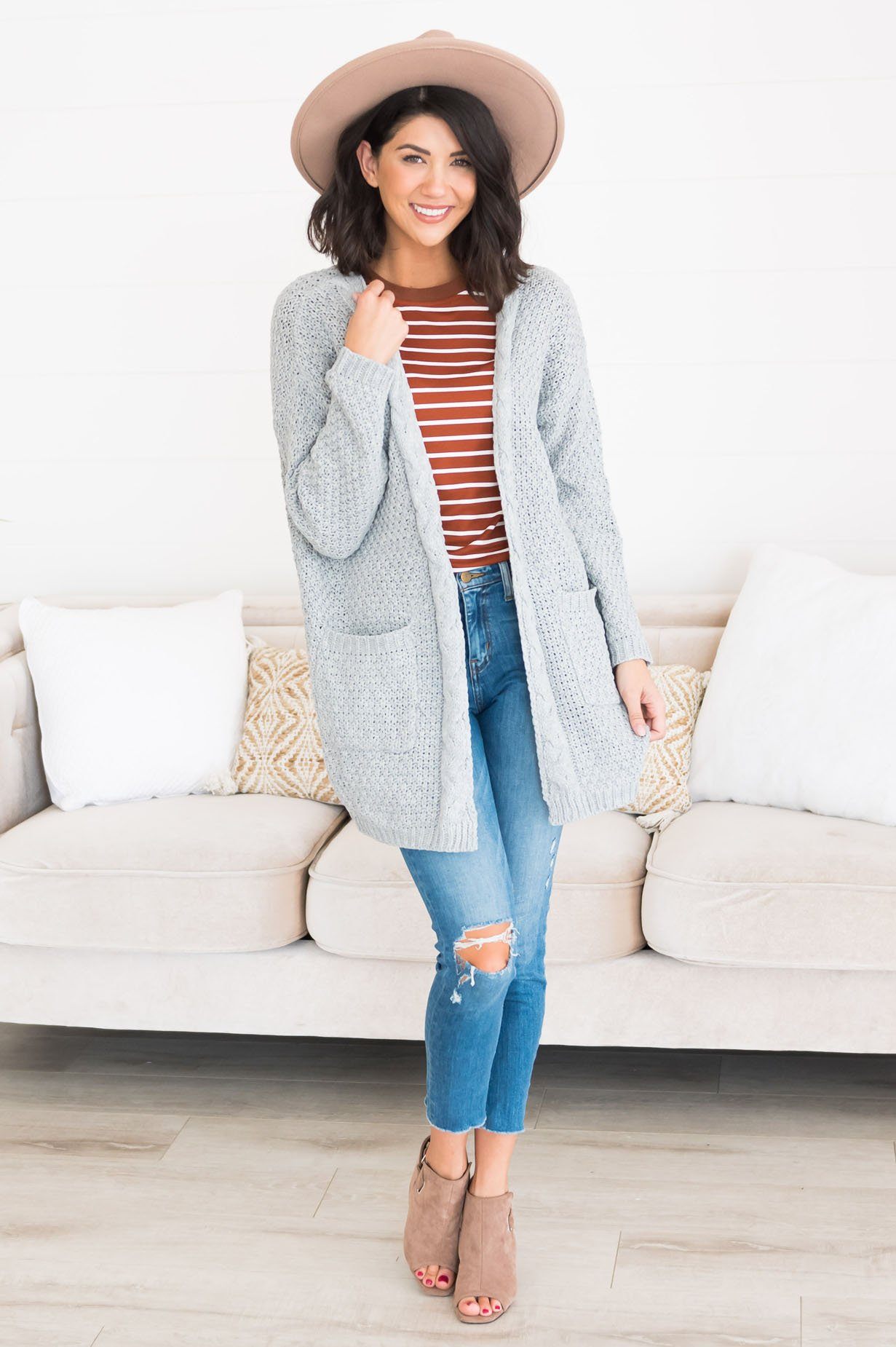 Warm & Cozy Modest Pocket Cardigan