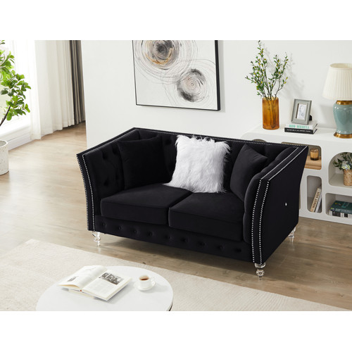 L8085B Two seat sofa black W30843376