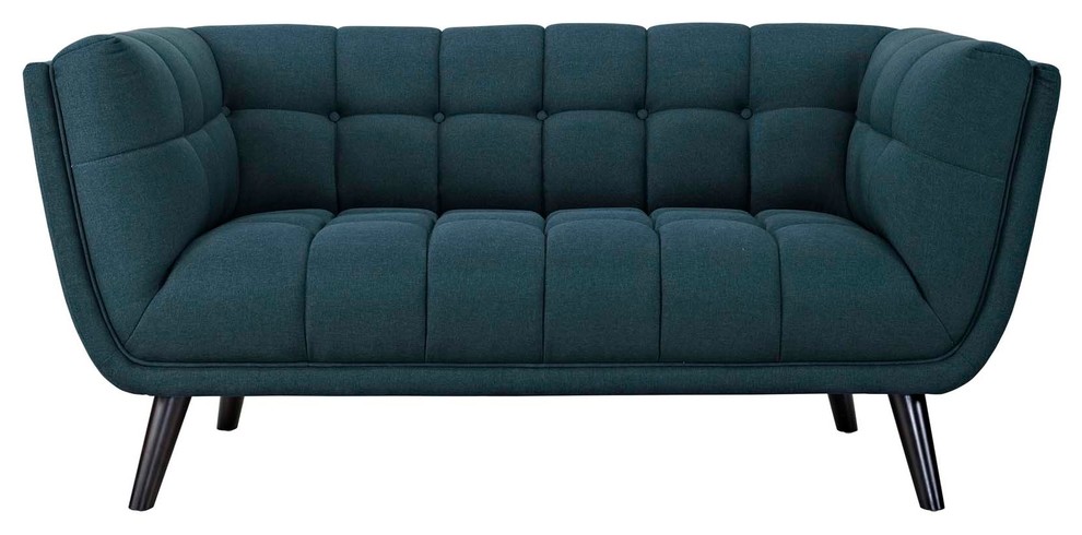 Bestow 2 Piece Upholstered Loveseat and Armchair Set  Blue   Midcentury   Living Room Furniture Sets   by Kolibri Decor  Houzz