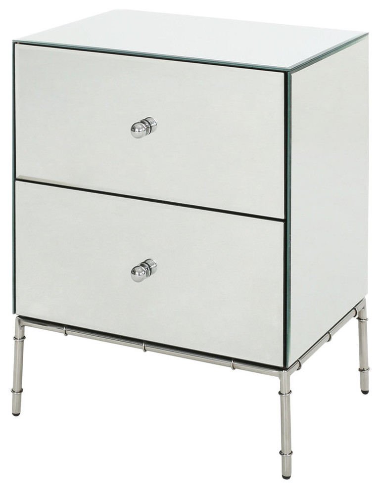 Althea Modern Mirrored 2 Drawer Cabinet   Asian   Accent Chests And Cabinets   by GDFStudio  Houzz