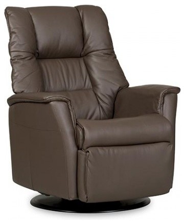 IMG Verona Manual Swivel Glider Relaxer Recliner Medium Savauge Truffle Leather   Contemporary   Recliner Chairs   by The Back Store  Houzz