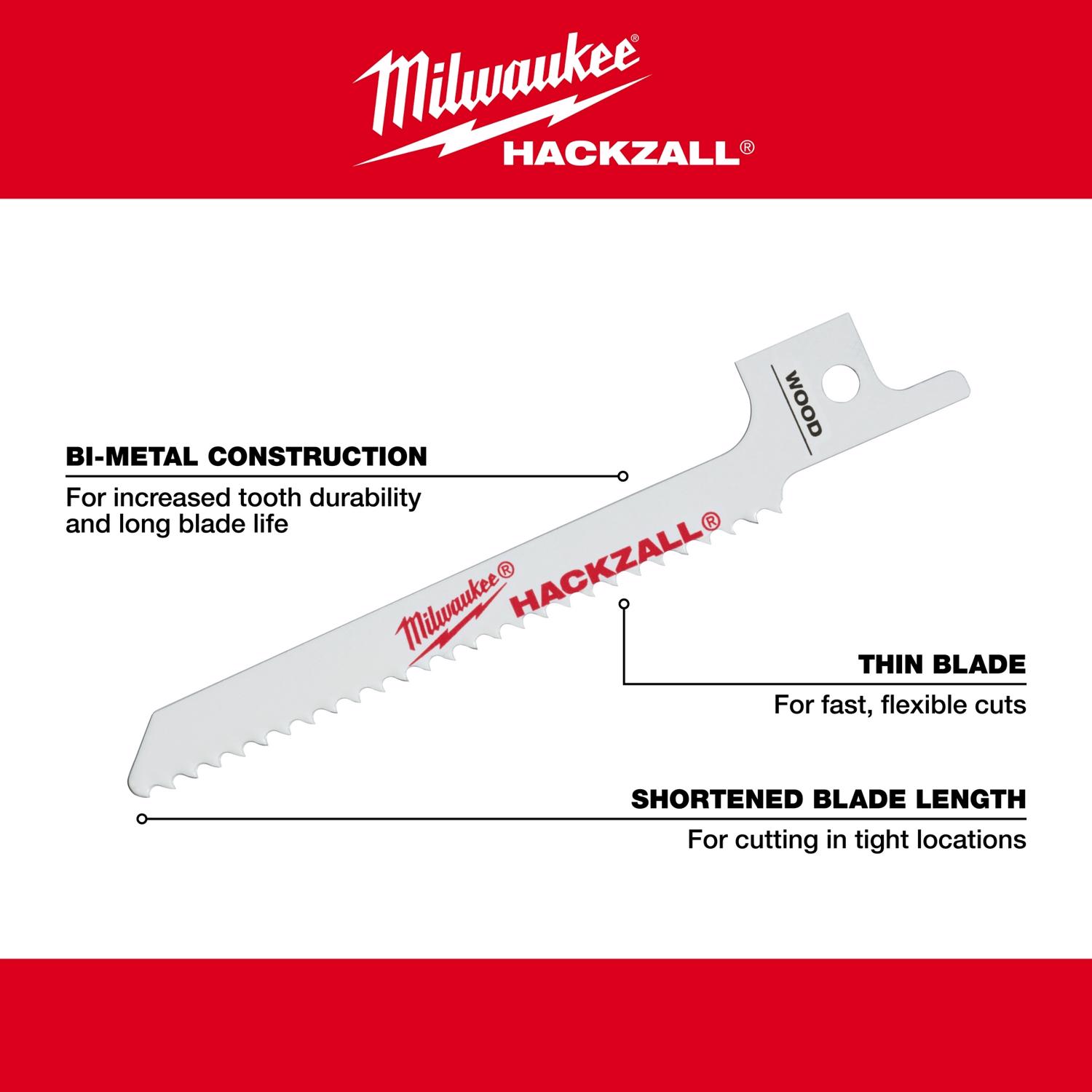 MW SawZall 6 in. Bi-Metal Wood cutting Reciprocating Saw Blade 4/6 TPI 5 pk