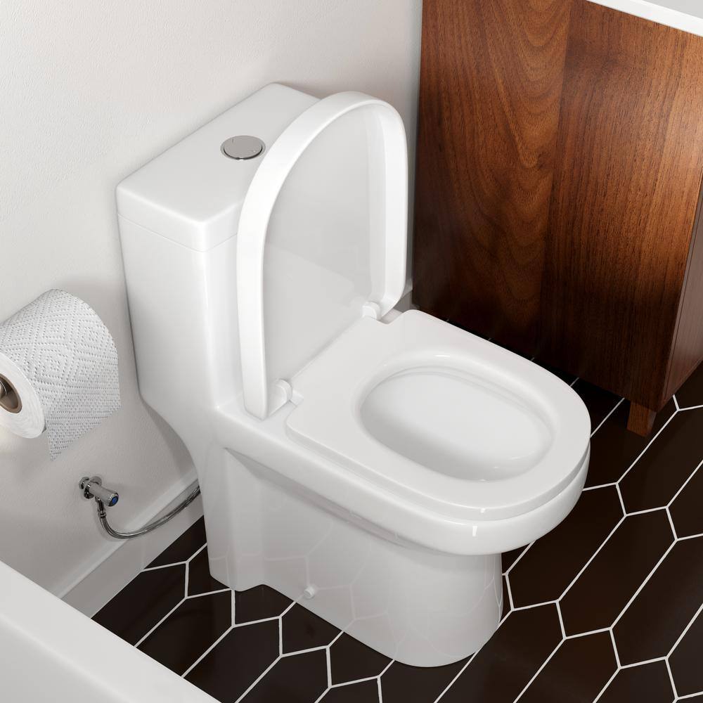 HOROW 1-piece 0.81.28 GPF Dual Flush Round Toilet in White with Seat Included HR-0033S