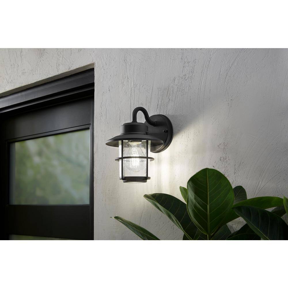 Hampton Bay 1-Light Black Outdoor Wall Lantern Sconce (2-Pack) JBO1691A-4