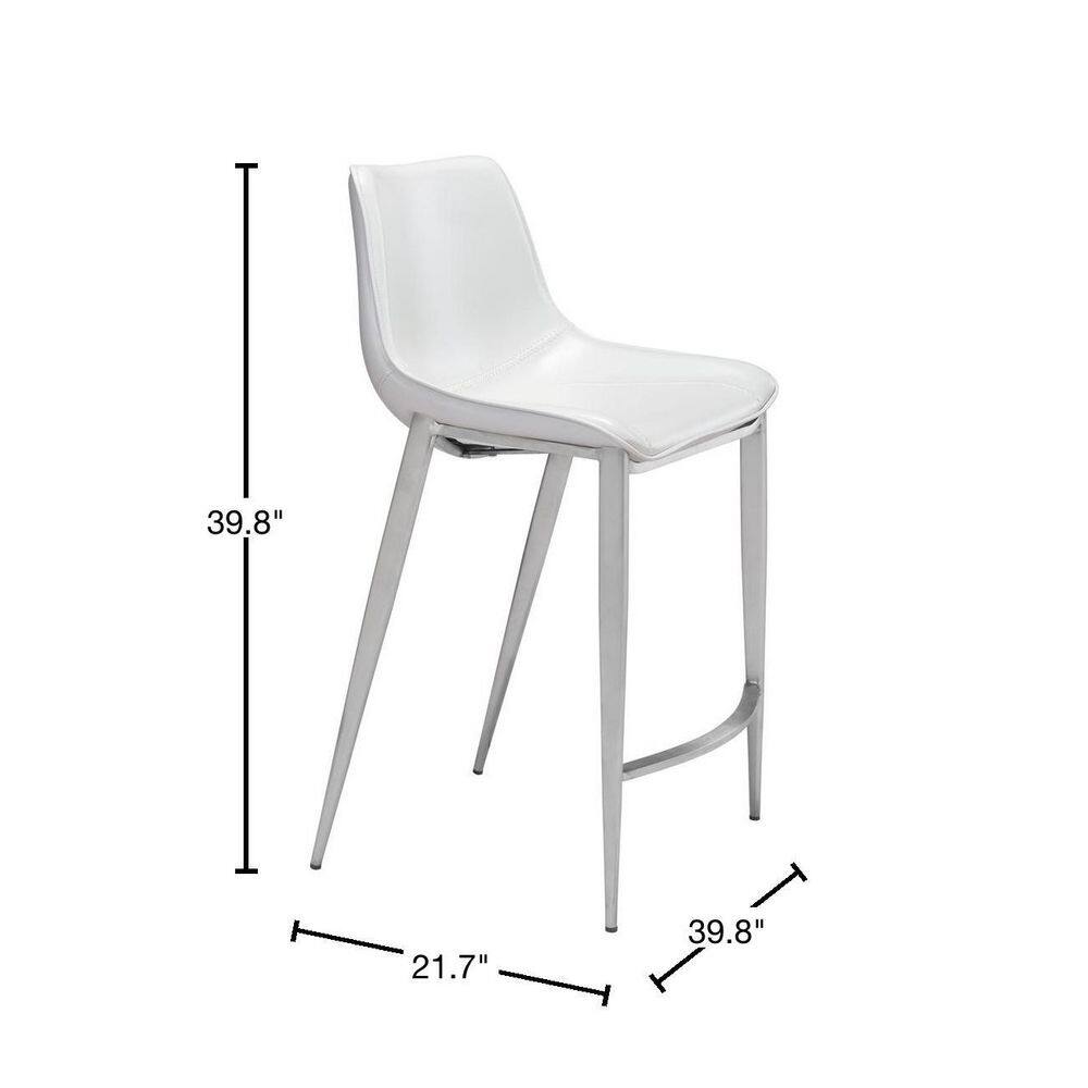 ZUO Magnus Counter Chair (Set of 2) White  Silver 101408