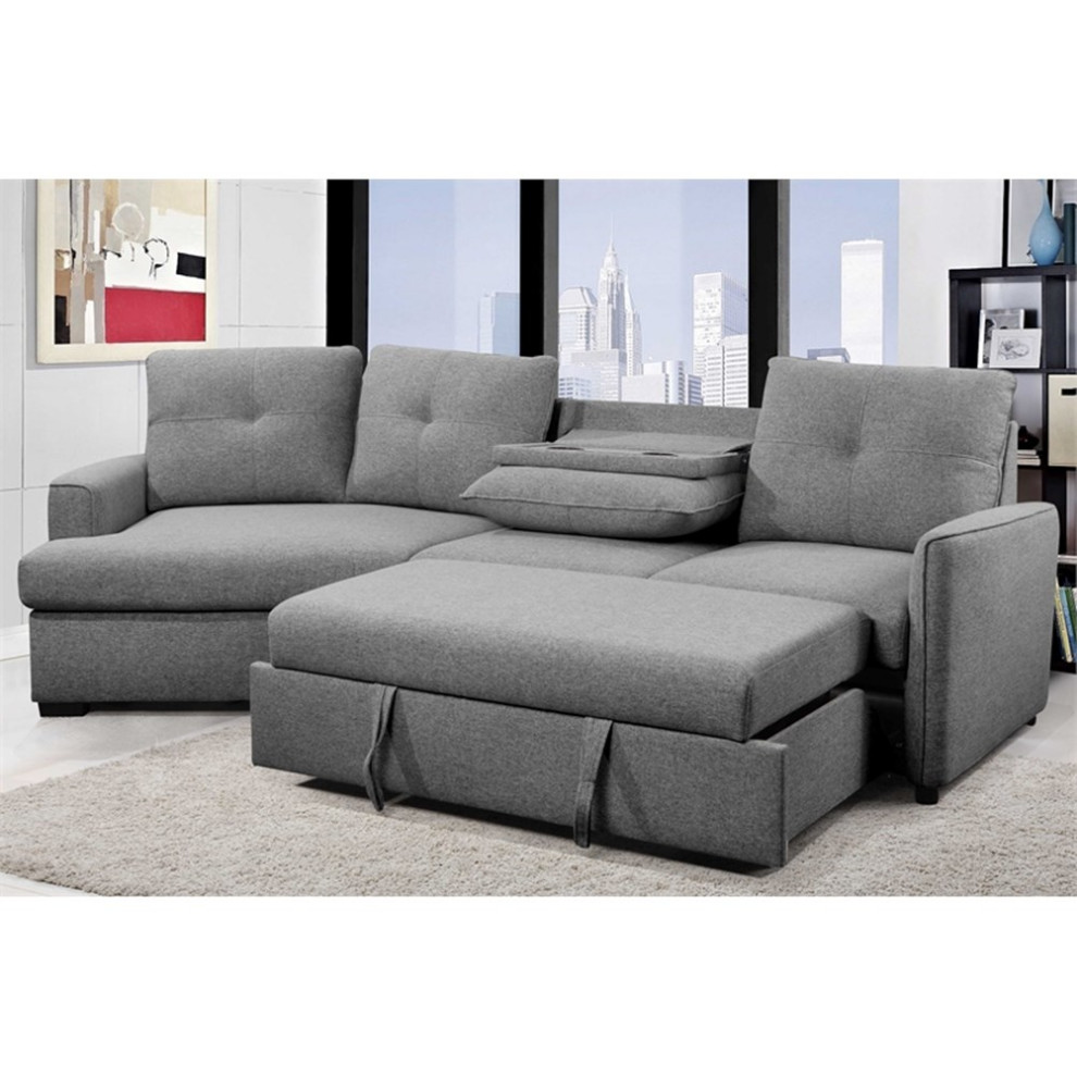 Primo International Elroy 2 Piece Wood with Right Cuddler in Gray   Transitional   Sleeper Sofas   by Homesquare  Houzz