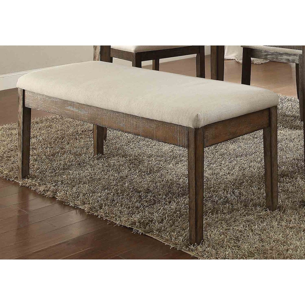 Global Pronex Claudia Bench in Beige Linen and Salvage Brown for Living Room and Dining Room