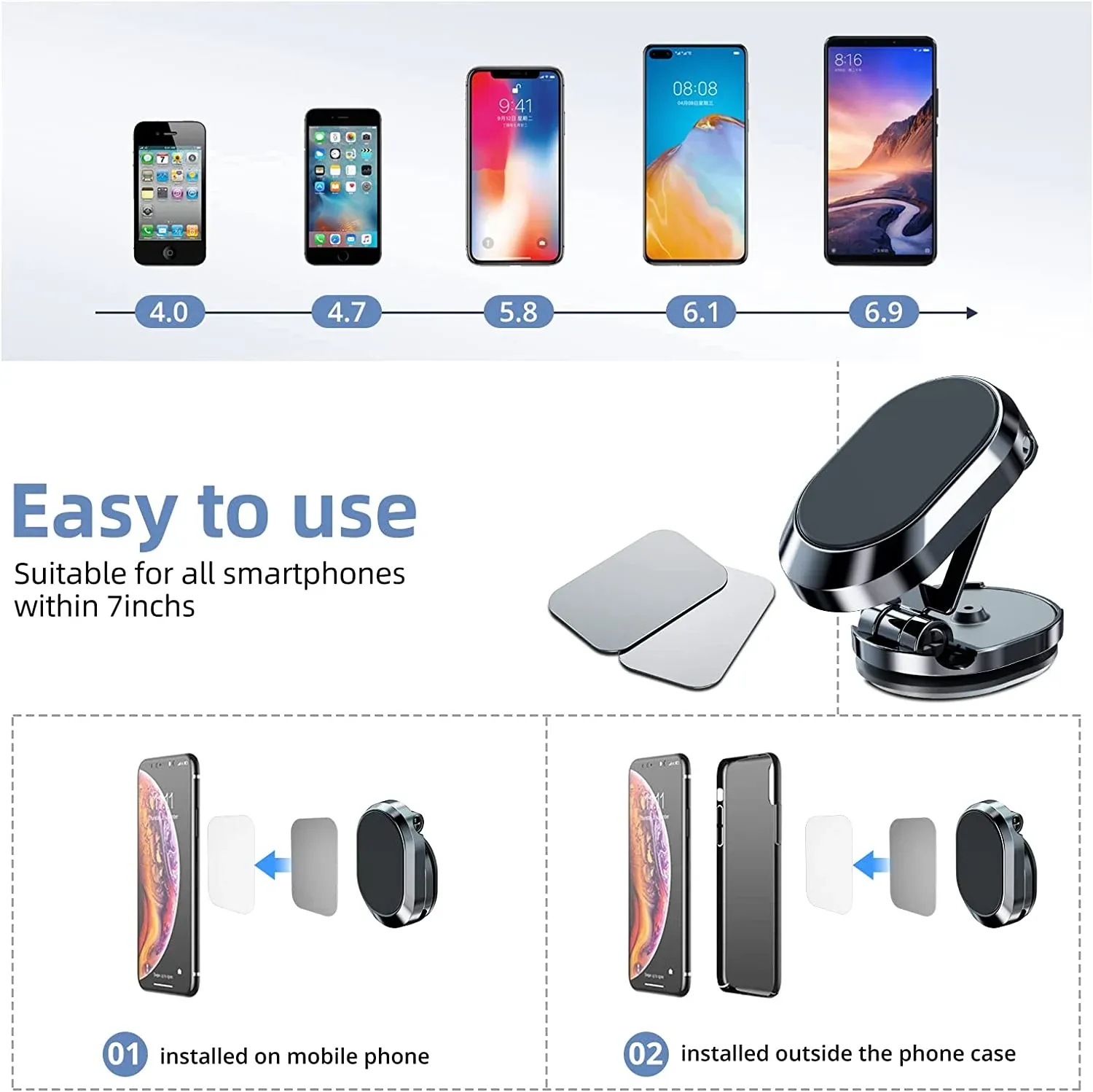(🎅Flash Sale-49% Off ) 2022 NEW Foldable Magnetic Car Phone Mount (