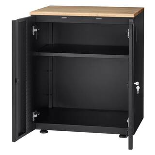 Husky Heavy Duty Welded 20-Gauge Steel 2-Door Garage Base Cabinet in Black (28 in. W x 32 in. H x 21.5 in. D) HTC1000001