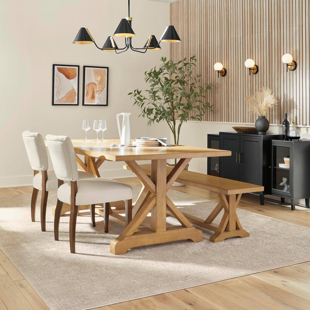 Home Decorators Collection Aberwood Patina Oak Finish Wood Rectangle Trestle Dining Table for 6 (78.75 in. L x 30 in. H) DP18019-P