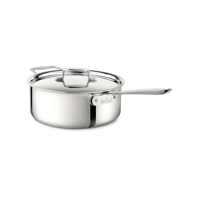 All-Clad 4206 Stainless Steel Tri-Ply Bonded Dishwasher Safe Deep Saute Pan with Lid / Cookware， 6-Quart， Silver