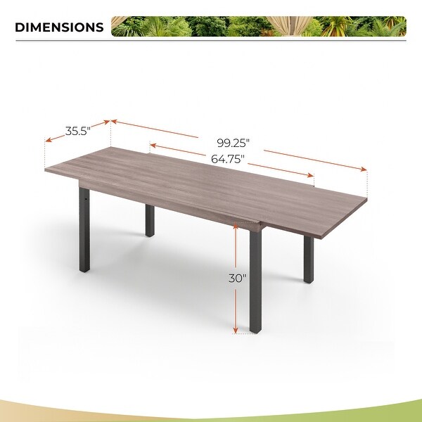 MAISON ARTS Outdoor Metal Rectangle Expandable Table Patio Dining Table for 68 Person