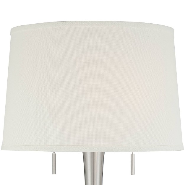 Tall Brushed Nickel Metal White Tapered Drum Shade For Living Room House Bedroom Office Family