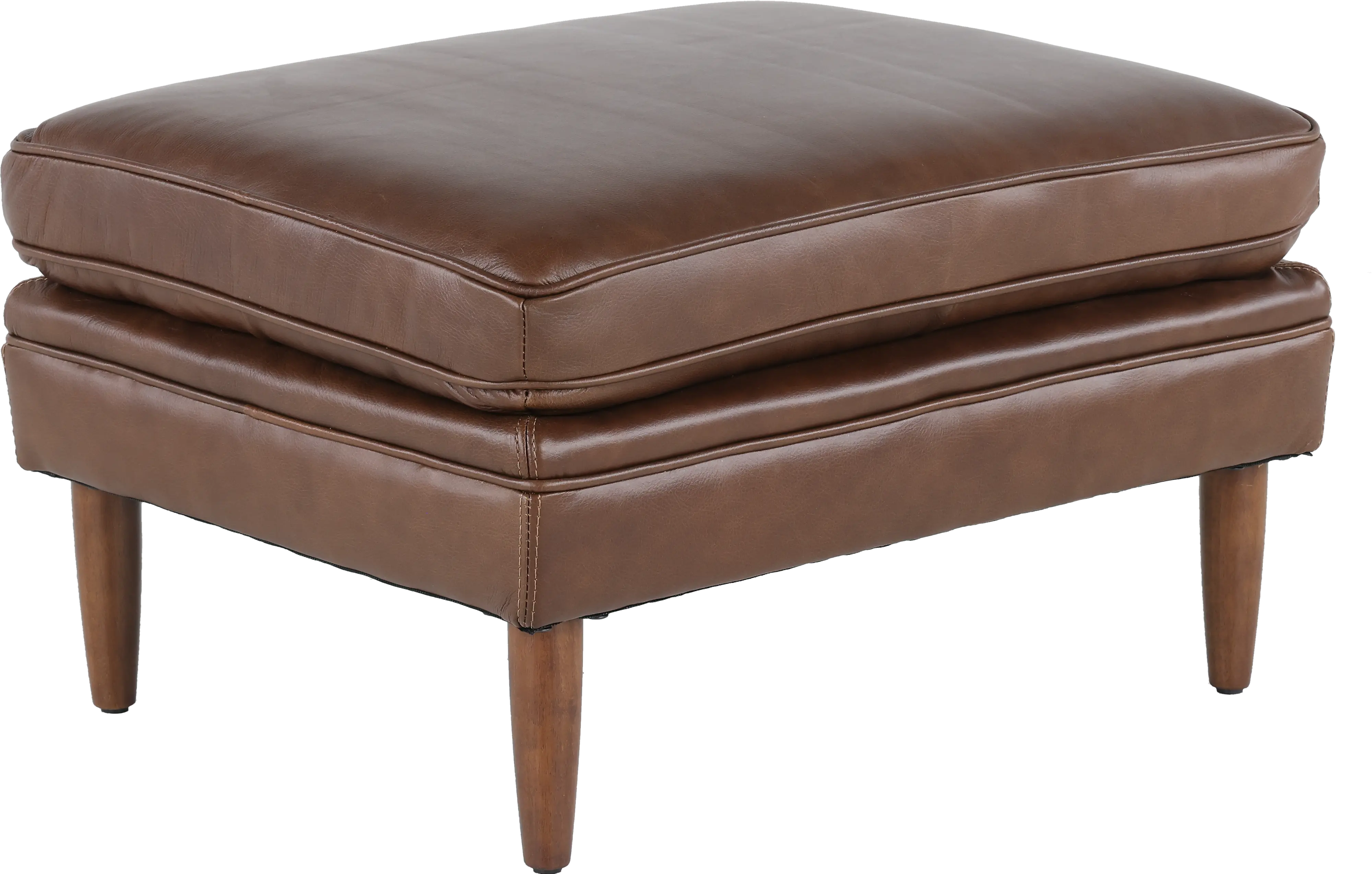 Volcano Brown Leather Ottoman