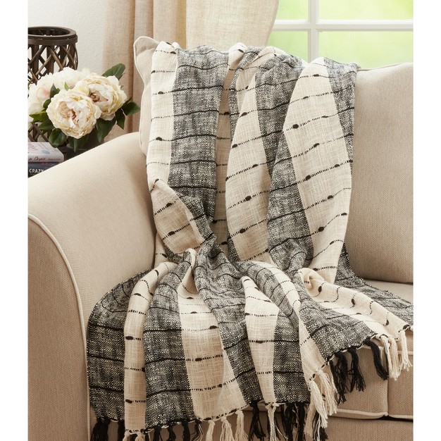 Saro Lifestyle Cotton Throw With Striped Design