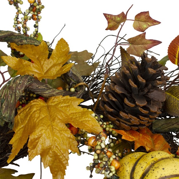 Northlight Sunflower Pumpkin Foliage And Pine Cone Fall Harvest Wreath 24 Inch Unlit