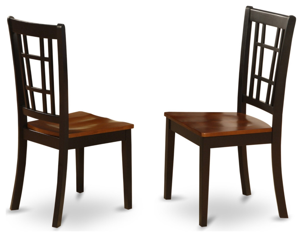 Set of 2 Nicoli Dining Chair With Wood Seat  Black/Cherry Finish   Transitional   Dining Chairs   by Morning Design Group  Inc  Houzz