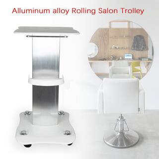 YIYIBYUS Aluminum Alloy 4-Wheeled Rolling Salon Trolley in White HP-WMTZXL-157