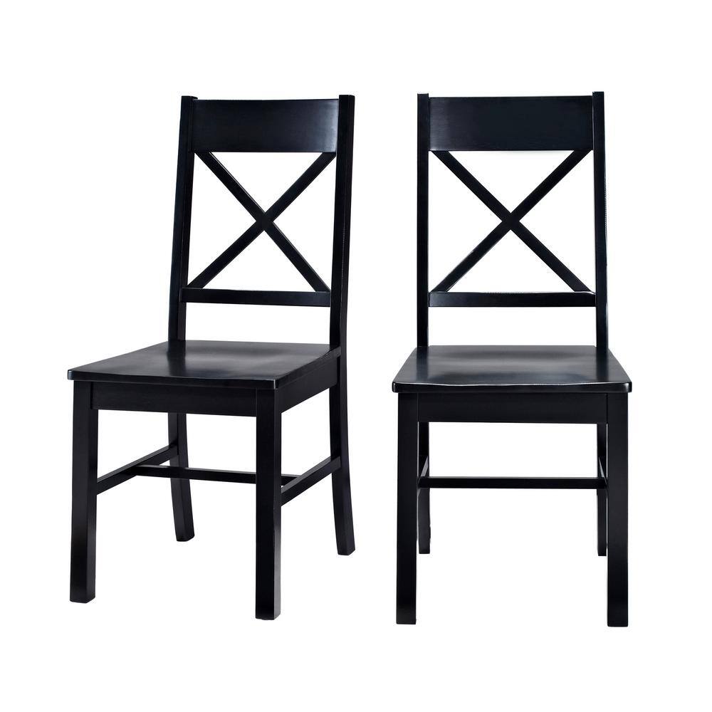 Walker Edison Furniture Company Millwright Antique Black Wood Dining Chair (Set of 2) HDHW2BL