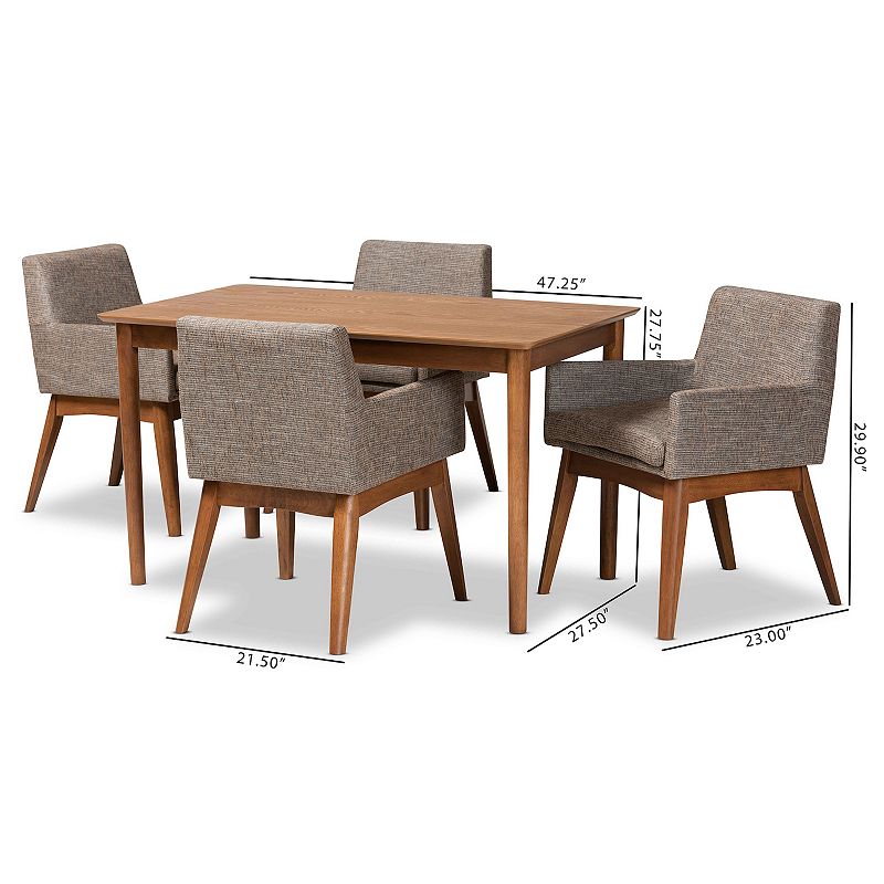 Baxton Studio Dorina Dining Table and Chair 5-piece Set