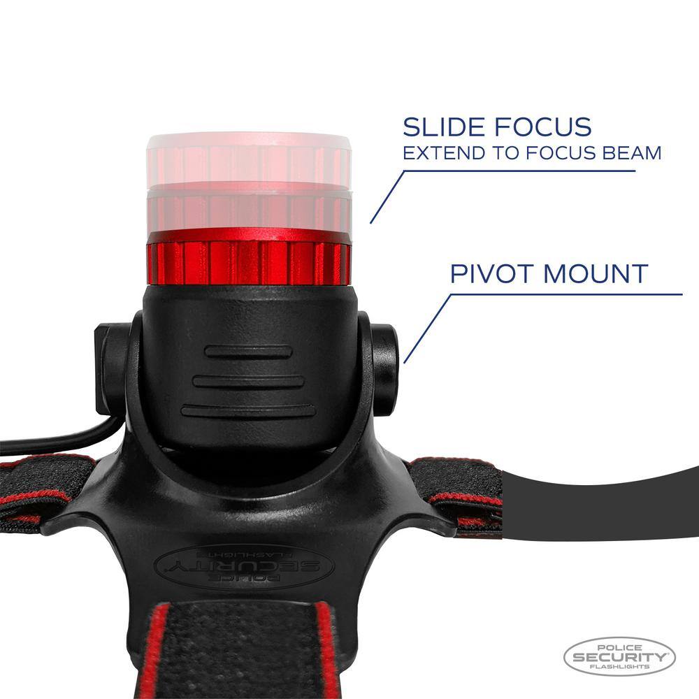 POLICE SECURITY Lookout 1000 Lumens Battery Power Headlamp Focusing Pivoting and 3-Hour Runtime on High 98070