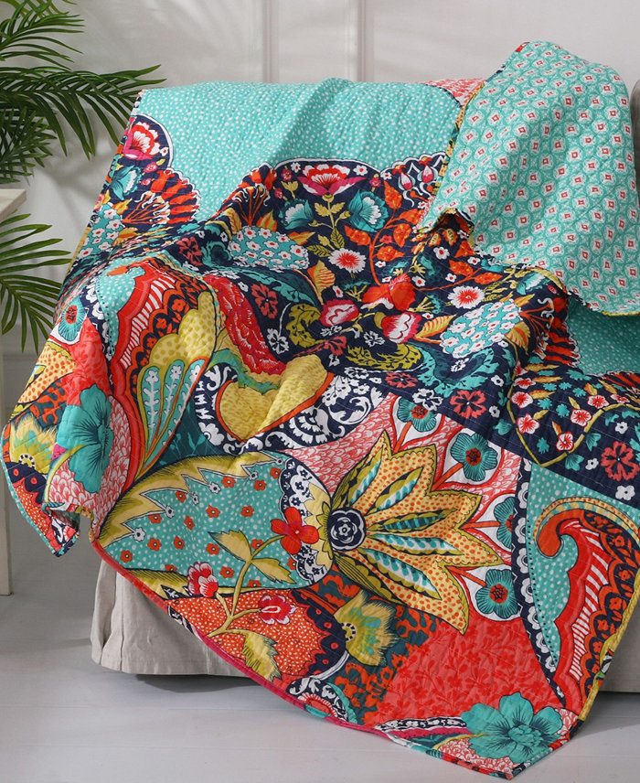 Levtex Jules Floral Reversible Quilted Throw， 50