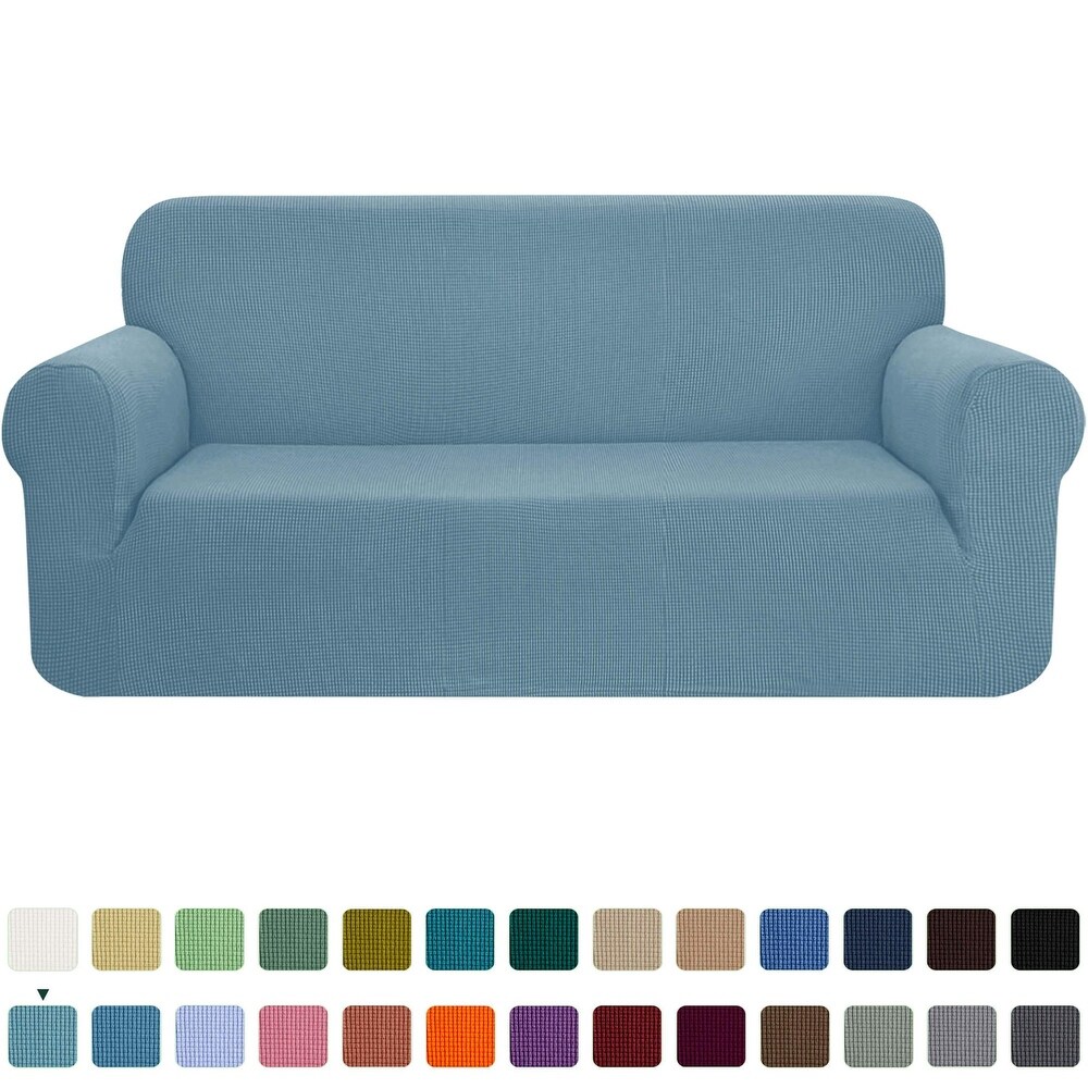 CHUN YI 1 Piece Stretch Loveseat Slipcover Checks Couch Cover