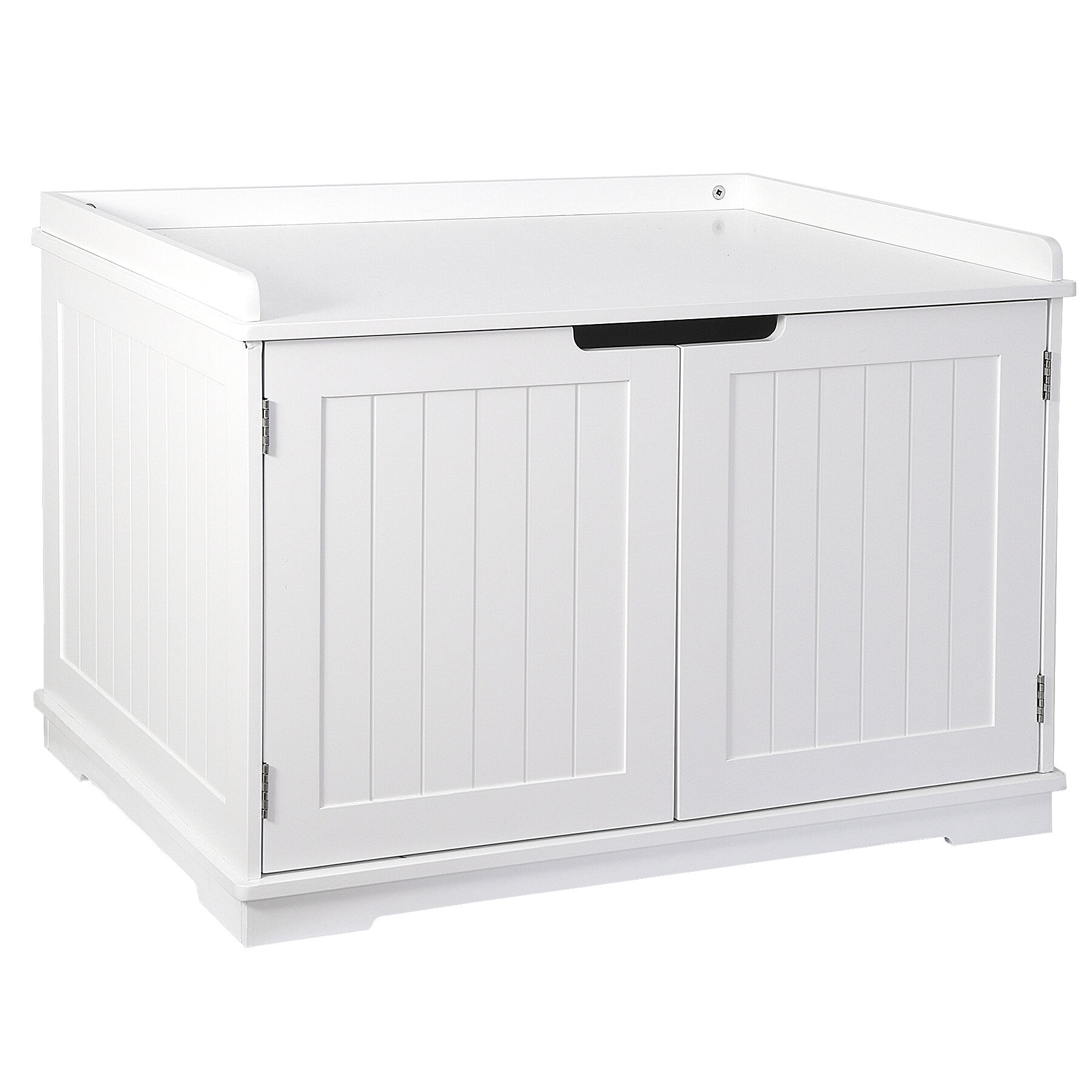 HomGarden Cat Washroom Bench Cat Litter Box Enclosure Furniture White