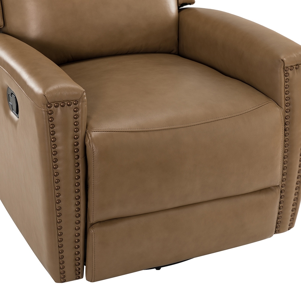 Fiacro 30.31''Wide Modern Genuine Leather Wingback Swivel Rocker Recliner With Tufted Back