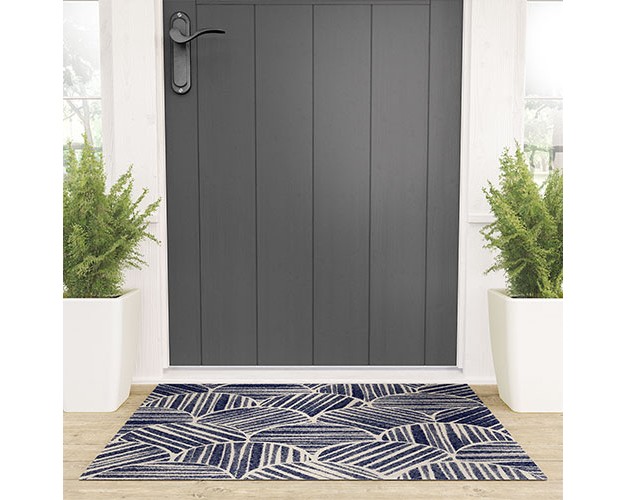 Alisa Galitsyna Navy Blue Striped Pattern Welcome Mat Society6