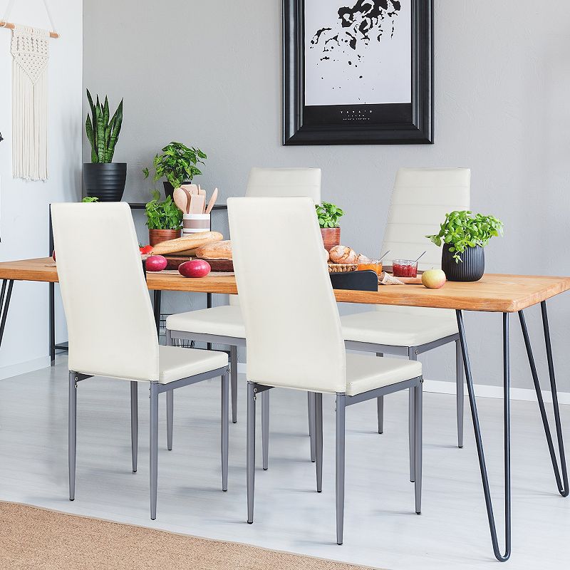 4 pcs PVC Leather Dining Side Chairs Elegant Design